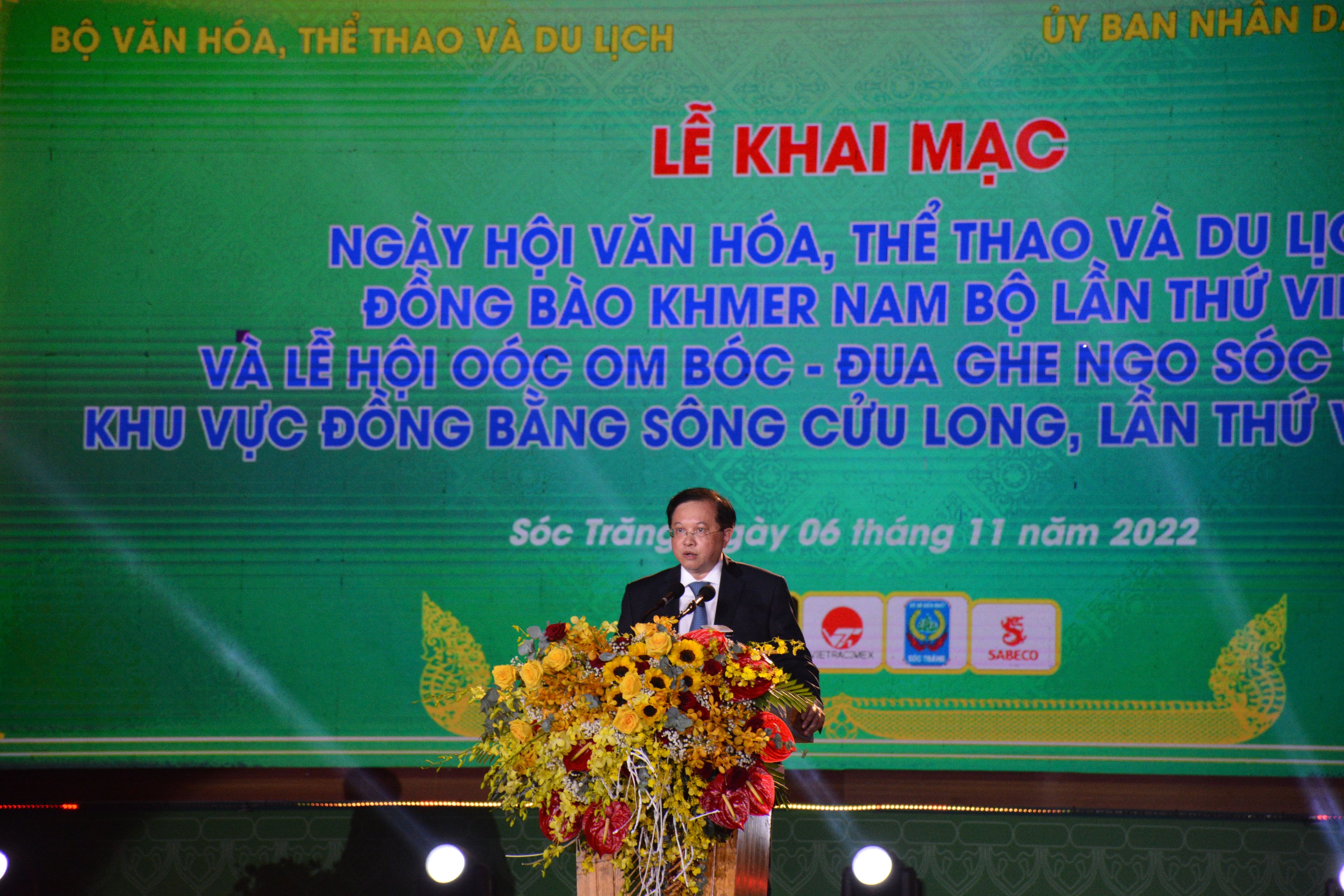 Thứ trưởng Bộ VHTTDL Tạ Quang Đông tại Lễ khai mạc Ngày hội.(Ảnh: Trần Lợi)